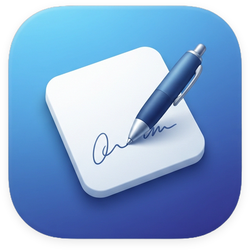 TempNote app icon — a white note and pen on a blue tile