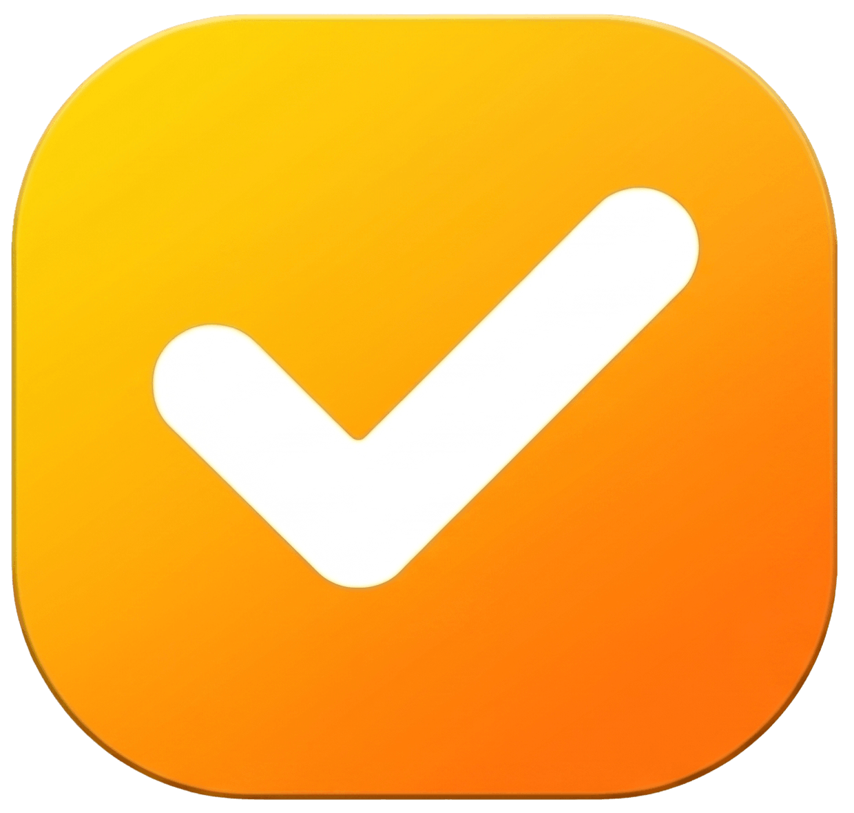 Fin. app icon — orange rounded square with white checkmark